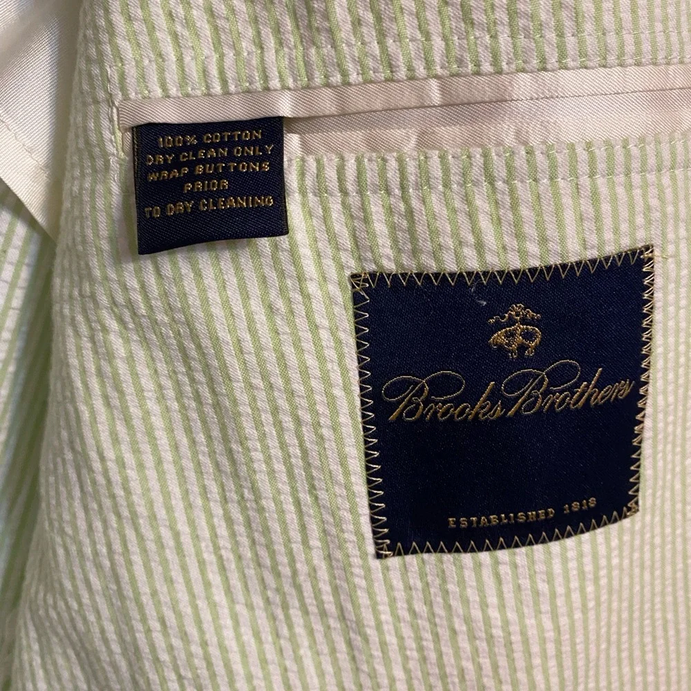 Brooks Brothers Men's Keylime Green Pinstripe Sport Blazer Jacket Size‎ 45R